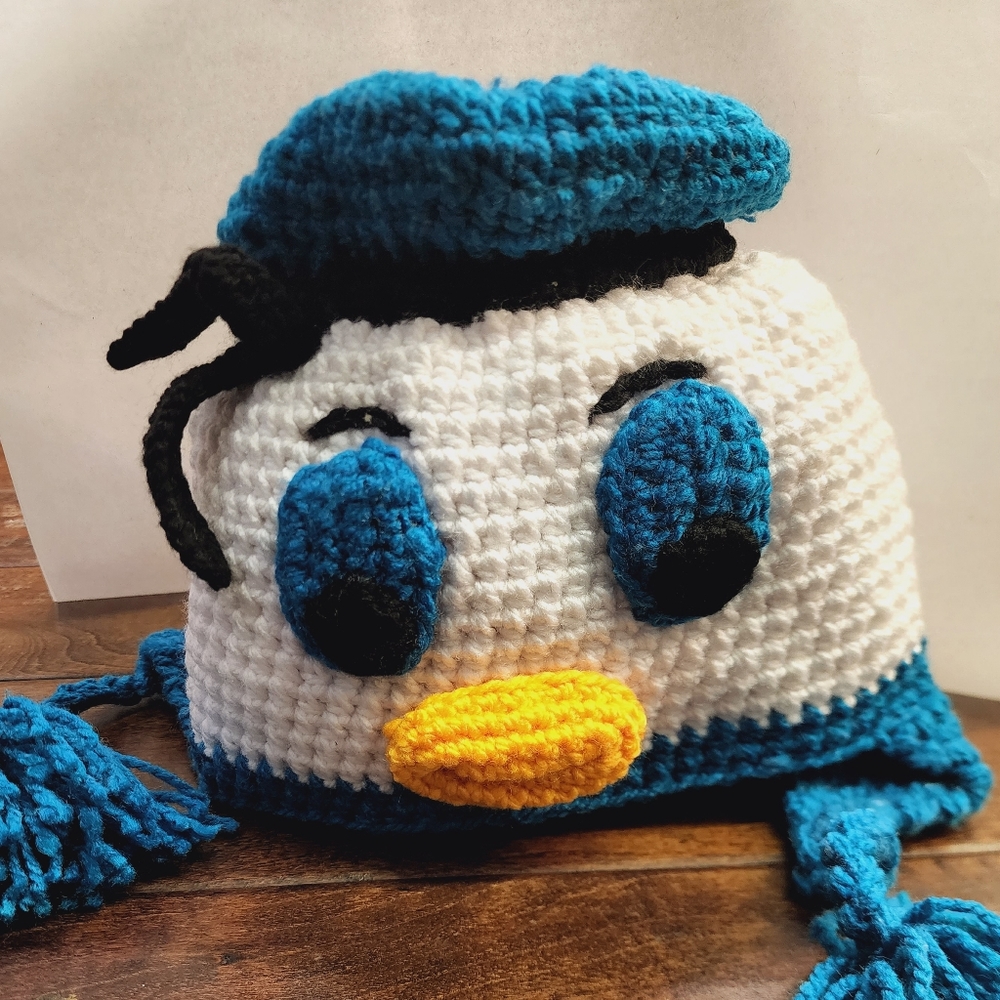 Handknit Crochet Disney Duck Inspired Toddler Beanie - Picture 8 of 8